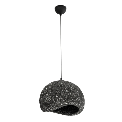 GloboStar® STONE 204-0194 Μοντέρνο Κρεμαστό Φωτιστικό Καμπάνα Μονόφωτο 1 x E27 IP20 Μαύρο Με Λευκό Πολυστερίνη με Ρητίνη - Μ35 x Π31 x Υ26cm