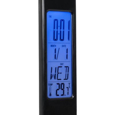 GLOBOSTAR® ZENTIME 76564 Μοντέρνο Επιτραπέζιο Φωτιστικό Γραφείου με Ασύρματη Φόρτιση 10W 2A & Ψηφιακό Ρολόι LED 3.5W 350lm 120° DC 5V με USB-C IP20 Ρυθμιζόμενο Λευκό CCT με Αφή 2700K/4500K/6000K Dimmable - Sanan SMD Chip - Μαύρο - Μ13 x Π25 x Υ50cm - 2 Χρόνια Εγγύηση