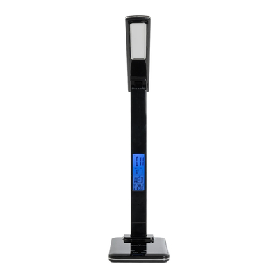 GLOBOSTAR® ZENTIME 76564 Μοντέρνο Επιτραπέζιο Φωτιστικό Γραφείου με Ασύρματη Φόρτιση 10W 2A & Ψηφιακό Ρολόι LED 3.5W 350lm 120° DC 5V με USB-C IP20 Ρυθμιζόμενο Λευκό CCT με Αφή 2700K/4500K/6000K Dimmable - Sanan SMD Chip - Μαύρο - Μ13 x Π25 x Υ50cm - 2 Χρόνια Εγγύηση