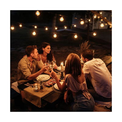 GLOBOSTAR® TWILIGHT 79667 Μοντέρνο Φωτιστικό Κήπου Γιρλάντα 7.7m με 15 Λάμπες & IR Ασύρματο Χειριστήριο LED 9W 810lm 360° DC 3.7V με Ενσωματωμένο Φωτοβολταϊκό Panel 5.5V 1.5W & Επαναφορτιζόμενη Μπαταρία Li-ion 3.7V 1x18650 2200mAh Αδιάβροχο IP65 Θερμό Λευκό 2700Κ Dimmable - Sanan SMD Chip - Μαύρο & Διάφανο - Μ770 x Π4 x Υ7cm - 2 Χρόνια Εγγύηση