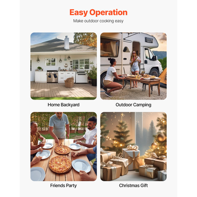 VEVOR Φούρνος Πίτσας Εξωτερικού Χώρου 12" Φορητός Φούρνος Πίτσας με Ξύλο Pellet Σίδερο με Ψεκασμό για Κάμπινγκ