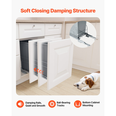 VEVOR Συρόμενος κάδος απορριμμάτων κάτω από το ντουλάπι της κουζίνας