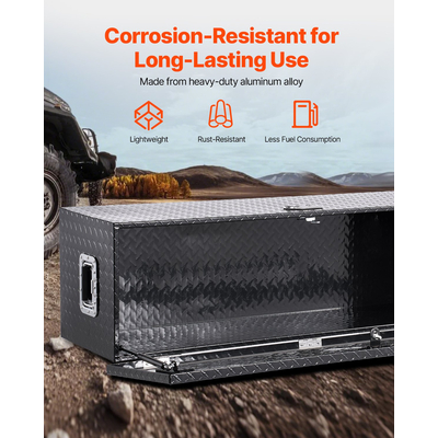 VEVOR 49"x15"x15" Βαρέως Τύπου Κουτί Εργαλείων Φορτηγού από Αλουμίνιο για Pickup RV, Μαύρο