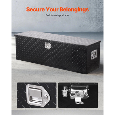 VEVOR 49"x15"x15" Βαρέως Τύπου Κουτί Εργαλείων Φορτηγού από Αλουμίνιο για Pickup RV, Μαύρο