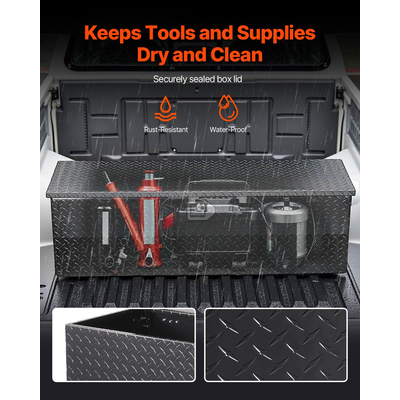 VEVOR 49"x15"x15" Βαρέως Τύπου Κουτί Εργαλείων Φορτηγού από Αλουμίνιο για Pickup RV, Μαύρο