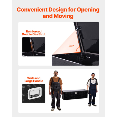 VEVOR 49"x15"x15" Βαρέως Τύπου Κουτί Εργαλείων Φορτηγού από Αλουμίνιο για Pickup RV, Μαύρο