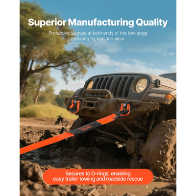 Καλώδιο ρυμούλκησης αυτοκινήτου VEVOR, ιμάντας ρυμούλκησης, 36000 lbs 20 ft, ιμάντας έκτακτης ανάγκης βαρέως τύπου