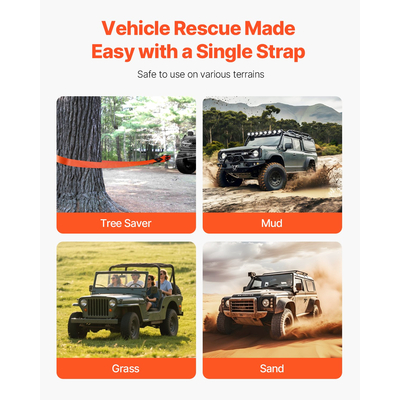 Καλώδιο ρυμούλκησης αυτοκινήτου VEVOR, ιμάντας ρυμούλκησης, 36000 lbs 20 ft, ιμάντας έκτακτης ανάγκης βαρέως τύπου