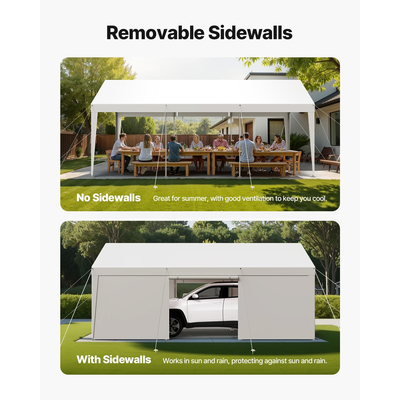 Στέγαστρο αυτοκινήτου VEVOR 12x20FT βαρέως τύπου με πλαϊνά τοιχώματα γκρι