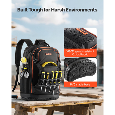 Σακίδιο Εργαλείων VEVOR με 65 Θήκες Εργαλείων, Ανθεκτικό στο Σκίσιμο, Σακίδιο Εργασίας