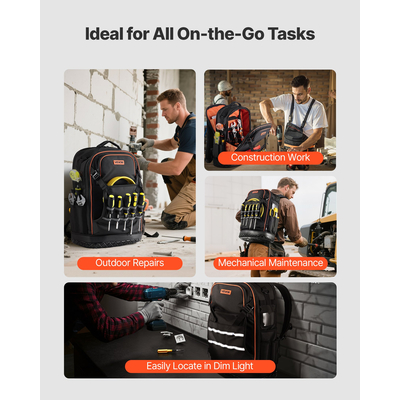 Σακίδιο Εργαλείων VEVOR με 65 Θήκες Εργαλείων, Ανθεκτικό στο Σκίσιμο, Σακίδιο Εργασίας