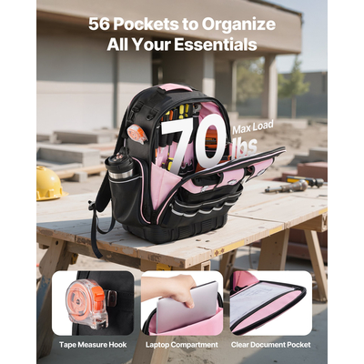 Σακίδιο Πλάτης Εργαλείων VEVOR με 56 τσέπες, ανθεκτικό στο σκίσιμο, σακίδιο εργασίας για ηλεκτρολόγο