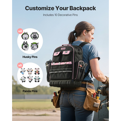 Σακίδιο Πλάτης Εργαλείων VEVOR με 56 τσέπες, ανθεκτικό στο σκίσιμο, σακίδιο εργασίας για ηλεκτρολόγο