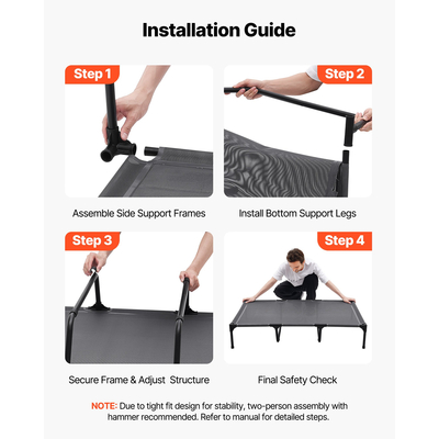 VEVOR Υπερυψωμένο Κρεβάτι Σκύλου για Μεγάλους Σκύλους Φορητή Υπερυψωμένη Κούνια Σκύλου με Μεταλλικό Σκελετό XL