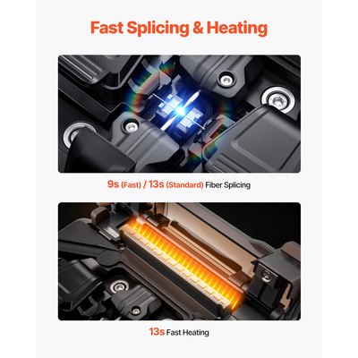 VEVOR Οπτικός Συνδετήρας Ινών Σύντηξης 6 Κινητήρων Ευθυγράμμιση Πυρήνα & Επένδυσης Οθόνη LCD 5