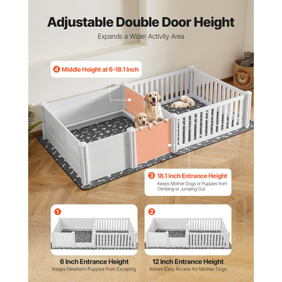Κουτί γέννας VEVOR 93,3x48,4x18,1 ίντσες, διάταξη 2 δωματίων για πολύ μεγάλα σκυλιά