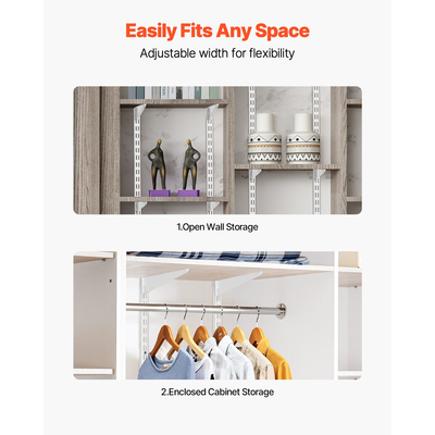 Ράφι VEVOR Ράφι 60 ιντσών, 5 τεμάχια, ρυθμιζόμενο, επιτοίχιο ράφι από ατσάλι