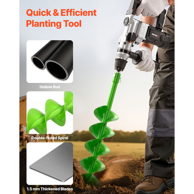 Τρυπάνι VEVOR με τρυπάνι 4,72 x 31,1 ίντσες, εργαλείο φύτευσης με σπειροειδή στύλο