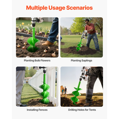 Τρυπάνι VEVOR με τρυπάνι 7,87 x 31,1 ίντσες, εργαλείο φύτευσης με σπειροειδή στύλο
