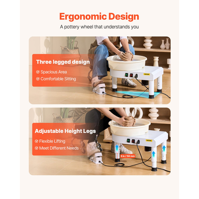 Τροχός κεραμικής VEVOR 35 cm Μηχανή κεραμικών τροχών 60-300RPM ρυθμιζόμενης ταχύτητας λευκό