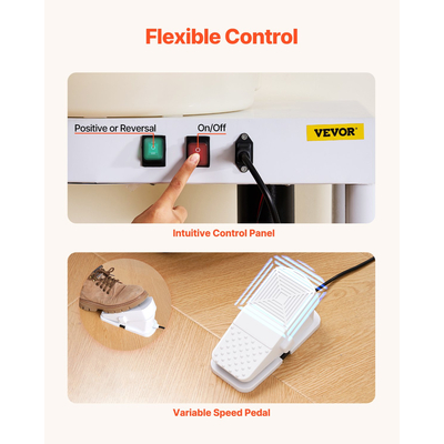 Τροχός κεραμικής VEVOR 35 cm Μηχανή κεραμικών τροχών 60-300RPM ρυθμιζόμενης ταχύτητας λευκό