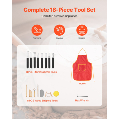 Τροχός κεραμικής VEVOR 35 cm Μηχανή κεραμικών τροχών 60-300RPM ρυθμιζόμενης ταχύτητας λευκό