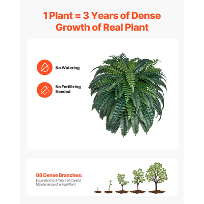 VEVOR Τεχνητή Φτέρη Βοστώνης Μεγάλη Πλαστική Φτέρη 88 Κλαδιά Εσωτερικής Διακόσμησης Εξωτερικού Χώρου