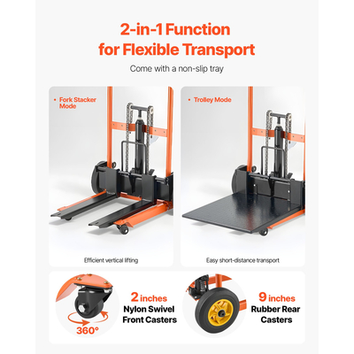 VEVOR Ανυψωτικό Υλικών με Βαρούλκο Στοίβαξης 450 λίβρες, Φορτηγά Παλετών, Ανυψωτικό 35,8 ιντσών