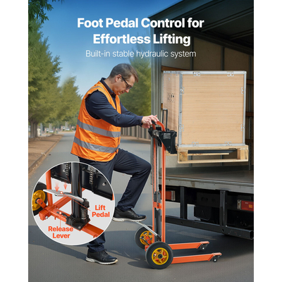 VEVOR Ανυψωτικό Υλικών με Βαρούλκο Στοίβαξης 450 λίβρες, Φορτηγά Παλετών, Ανυψωτικό 39,4 ιντσών