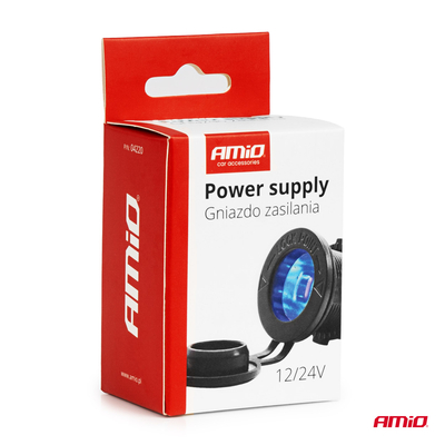 ΠΡΙΖΑ ΜΕ ΥΠΟΔΟΧΗ ΓΙΑ ΦΙΣ ΑΝΑΠΤΗΡΑ ΚΑΙ ΚΑΠΑΚΙ 12/24V ΜΕ ΜΠΛΕ LED ΦΩΣ ΜΑΥΡΗ ΑΔΙΑΒΡΟΧΗ ΑΜΙΟ - 1 τεμ.