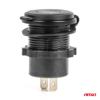 ΠΡΙΖΑ ΜΕ 2 ΘΥΡΕΣ USB ΚΑΙ ΨΗΦΙΑΚΟ ΒΟΛΤΟΜΕΤΡΟ ΜΕ ΔΙΑΚΟΠΤΗ+ΚΑΠΑΚΙ 12/24V QUICKCHARGE3.0 ΑΔΙΑΒΡΟΧΗ ΜΑΥΡΗ ΑΜΙΟ - 1 τεμ.