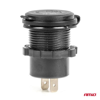 ΠΡΙΖΑ ΜΕ 3 ΘΥΡΕΣ(USB+2xUSB-C) ΜΕ ΔΙΑΚΟΠΤΗ ΚΑΙ ΚΑΠΑΚΙ 12/24V QUICK CHARGE 3.0 ΑΔΙΑΒΡΟΧΗ ΜΑΥΡΗ AMIO - 1 Τεμ.