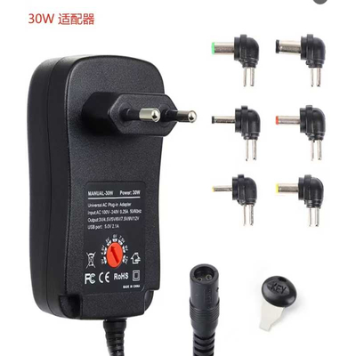 Τροφοδοτικό μετασχηματιστής με ρυθμιστή τάσης 6 βύσματα και θύρα USB - 30W - 812990