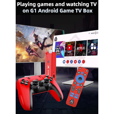 Φορητή κονσόλα παιχνιδιών Stick & Android TV Box με 2 χειριστήρια - G1 - 812938