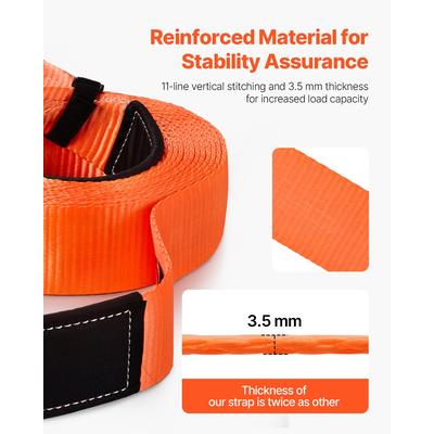 Καλώδιο ρυμούλκησης αυτοκινήτου VEVOR, σχοινί ρυμούλκησης 36000 λίβρες, 30 πόδια, 3 ίντσες, έκτακτης ανάγκης, βαρέως τύπου