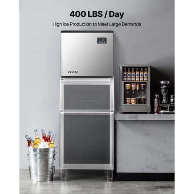 Εμπορική μηχανή παγομηχανής VEVOR - Αυτοκαθαριζόμενη μηχανή πάγου κεφαλής 400 λίβρες/ημέρα