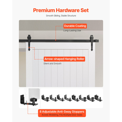 Συρόμενη Πόρτα Αχυρώνα VEVOR με Κιτ Εξαρτημάτων, Επιφάνεια από Πάνελ MDF 1219 x 2134mm από PVC