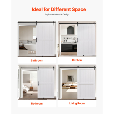 Συρόμενη Πόρτα Αχυρώνα VEVOR με Κιτ Εξαρτημάτων, Επιφάνεια από Πάνελ MDF 1219 x 2134mm από PVC