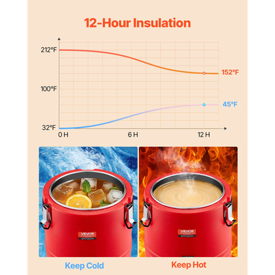 Μονωμένος διανομέας ποτών VEVOR για ζεστά και κρύα ροφήματα, κανάτα ψυγείου 8 γαλονιών/30 λίτρων