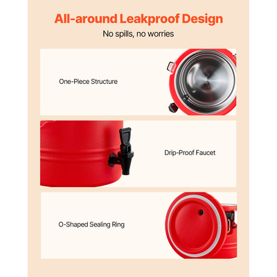 Μονωμένος διανομέας ποτών VEVOR για ζεστά και κρύα ροφήματα, κανάτα ψυγείου 8 γαλονιών/30 λίτρων