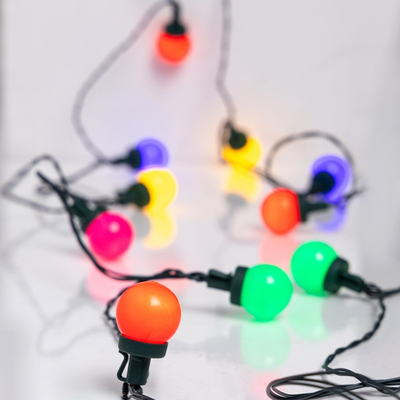 ΣΕΙΡΑ, 20 LED,  ΠΟΛΥΧΡΩΜΕΣ ΔΙΑΚΟΣΜΗΤΙΚΕΣ ΜΠΑΛΙΤΣΕΣ  Φ3cm, 31V ΜΕΤΑΣΧΗΜΑΤΙΣΤΗ, ΣΤΑΘΕΡΟ, 5 ΧΡΩΜΑΤΑ ΠΟΛΥΧΡΩΜΟ LED, ΑΝΑ 20cm, ΠΡΟΕΚΤΑΣΗ ΠΑΡΟΧΗΣ 5m, IP44