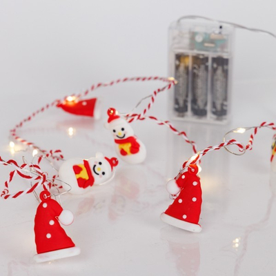 ΣΕΙΡΑ, 20 MINI LED, ΣΚΟΥΦΟΣ & ΧΙΟΝΑΝΘΡΩΠΟΣ, ΜΠΑΤΑΡΙΑΣ 3xAA, ΧΡΟΝΟΔΙΑΚΟΠΤΗ, ΚΟΚΚΙΝΟ & ΛΕΥΚΟ ΧΑΛΚΙΝΟ ΚΑΛΩΔΙΟ, ΘΕΡΜΟ ΛΕΥΚΟ LED, ΑΝΑ 10cm, ΠΡΟΕΚΤΑΣΗ ΠΑΡΟΧΗΣ 30cm, IP20
