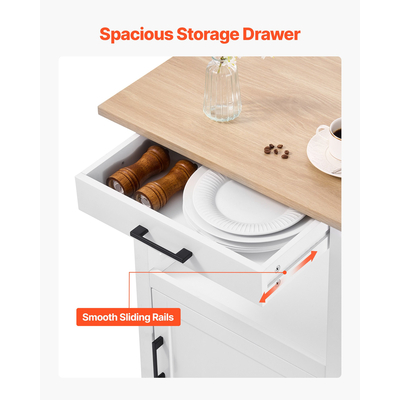 VEVOR Τραπέζι Κουζίνας Νησίδα με Τροχήλατο Τραπέζι Αποθήκευσης και Μονή Πόρτα