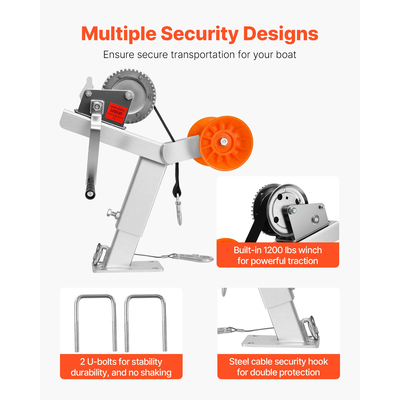 Βάση Βαρούλκου Ρυμούλκησης Σκάφους VEVOR με Ράουλο Βάση Βαρούλκου Σκάφους 544 kg