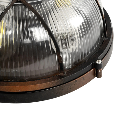 GLOBOSTAR® BOATLIGHT 61624 Vintage Φωτιστικό Καραβοχελώνα Τοίχου & Οροφής με Ντουί 2 x E27 AC 220-240V Αδιάβροχο IP65 - Χάλκινο Παλαιωμένο Εφέ Σκουριάς Ματ - Μ24 x Π24 x Υ11cm