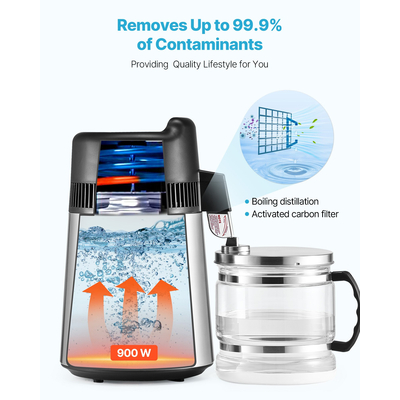 VEVOR Αποστακτήρας Νερού 6L Οικιακός Καθαριστής Πάγκου 900W από Ανοξείδωτο Ατσάλι