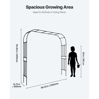 Μεταλλική Αψίδα Κήπου VEVOR 94,5 x 98,5 x 15,8 ίντσες, Πλέγμα για Αναρριχώμενα Φυτά