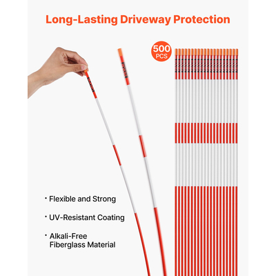 VEVOR 500 τεμάχια ανακλαστικών σημαδιών δρόμου 1/4" Dia 48 in ανακλαστήρες χιονιού