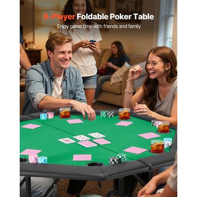 Πτυσσόμενο τραπέζι πόκερ VEVOR 1220 mm Πτυσσόμενο τραπέζι καζίνο Texas Holdem για 8 παίκτες