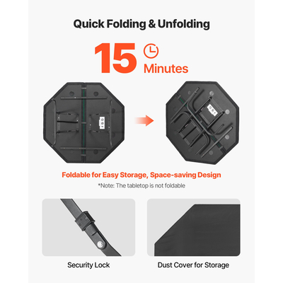 Πτυσσόμενο τραπέζι πόκερ VEVOR 1220 mm Πτυσσόμενο τραπέζι καζίνο Texas Holdem για 8 παίκτες